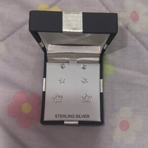 Sterling Silver Star Earrings Set